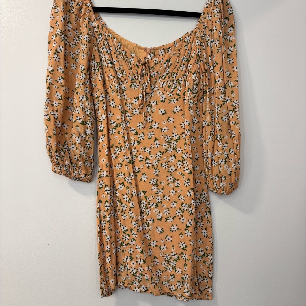 Floral Print Women's Dress in Orange